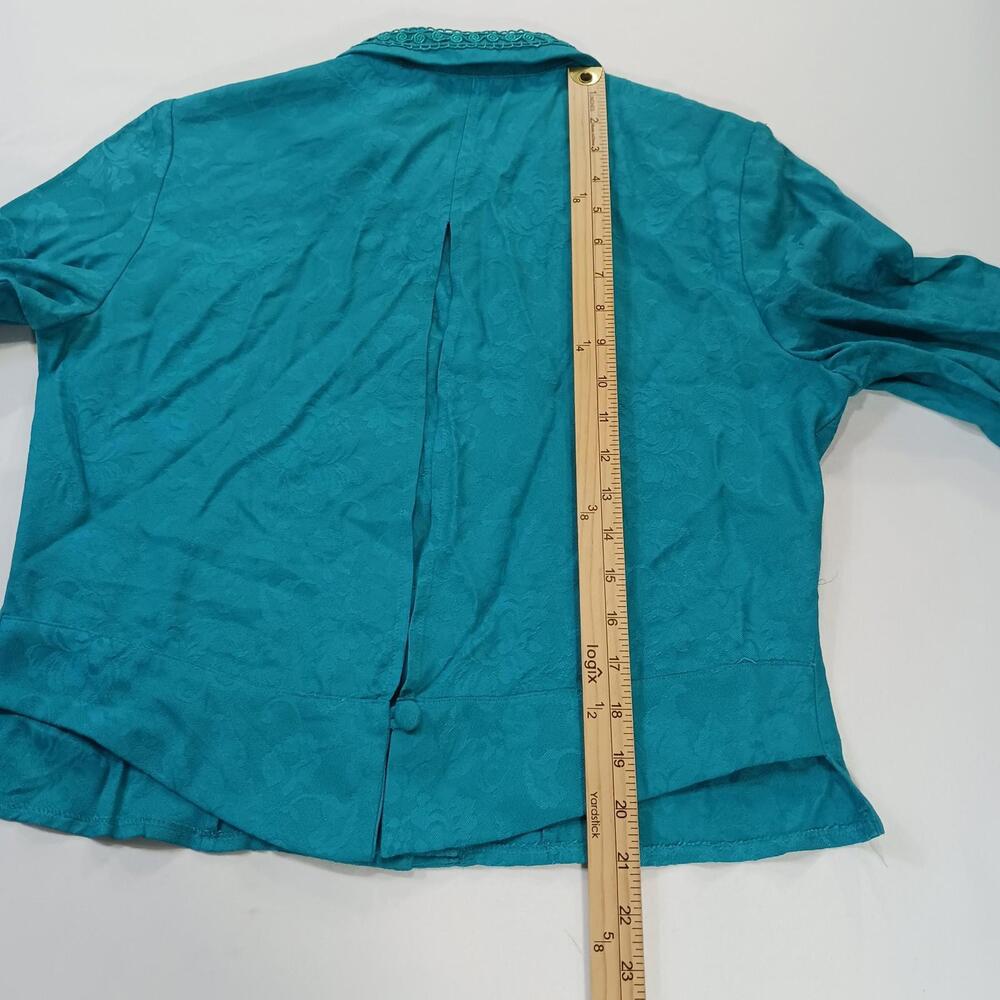 Karin Stevens Women's Turquoise Open Back Front Button Blazer Jacket Size 8 - Picture 8 of 16